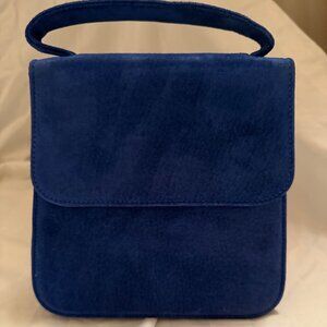 Beautiful Blue Suede Kelly style bag from Osprey, London